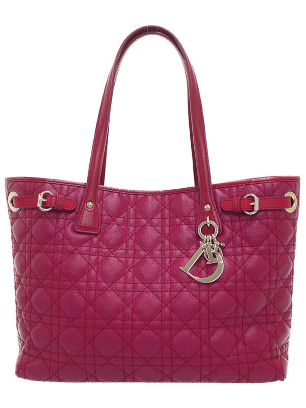 Christian Dior Black Cannage Panarea Tote quilted Red